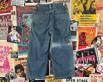Vintage Kids 90s-2000s Y2ks Faded Blue Levi's Cargo Pocket