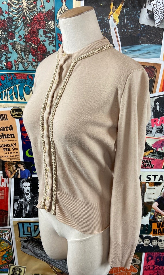 Vintage Women's 50s Khaki Beige Taupe Textured Ya… - image 4