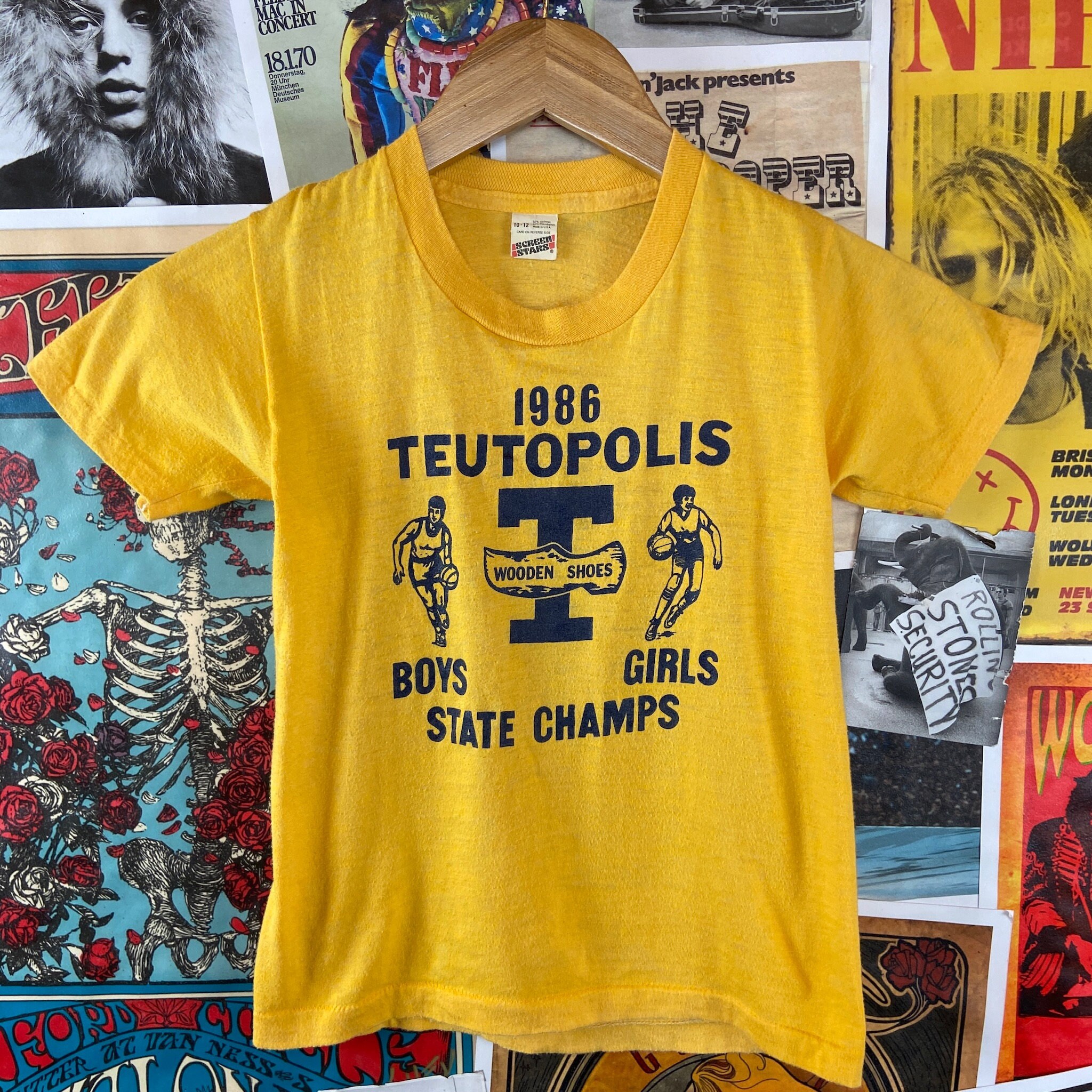 Vintage Kids 1980s '86 Yellow Navy Blue 