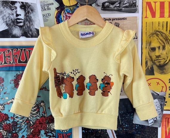 Vintage Toddler Girls Kids 80s-90s Yellow Honey B… - image 1