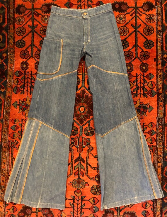 Vintage Women's 1970s Faux Leather Piping Denim Be