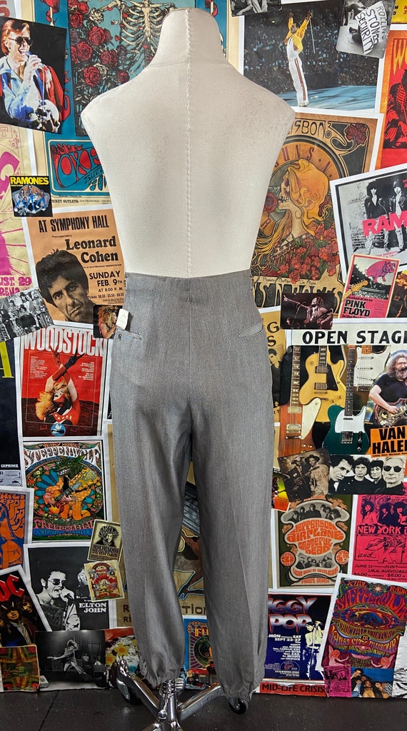 Vintage 60s Gray High Rise Sharkskin Pleated Crop… - image 8