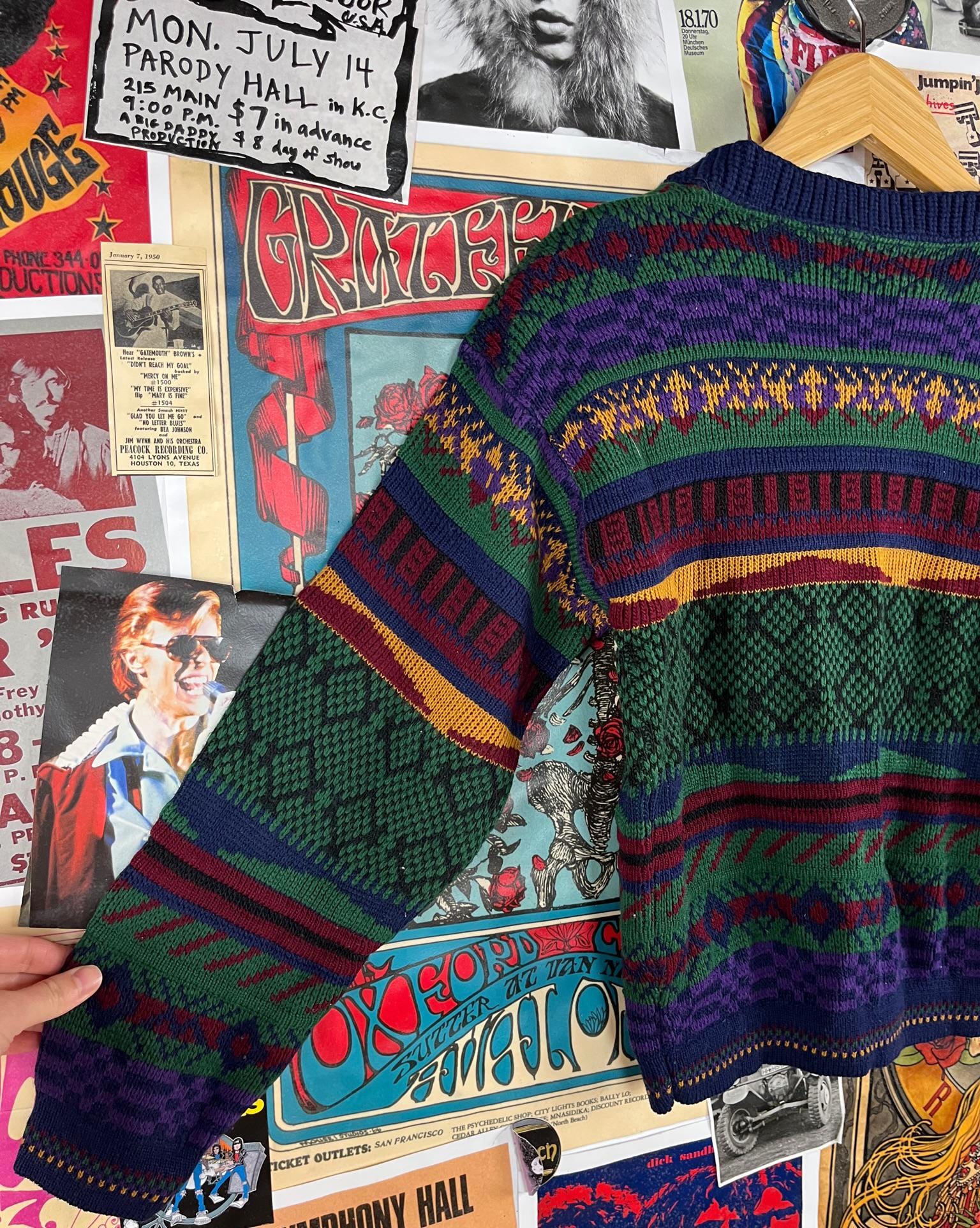 トップス [Vintage] 90s Multi Design cardigan Vintage Multicolor Knit Cardigan Blazer/90,s Geometric