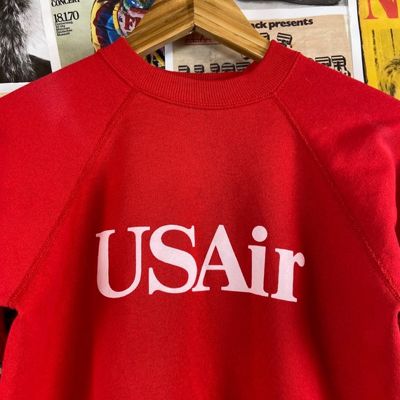 Vintage Kids 90s Red US Air Airlines Graphic Pull… - image 2