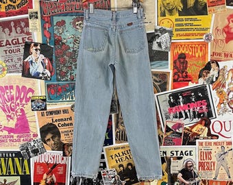 Pantalones vaqueros vintage para niños, lavado claro, estilo grunge de los 90, marca Rustler, talla 10, corte ajustado, para niños y niñas de 8 a 9 años.