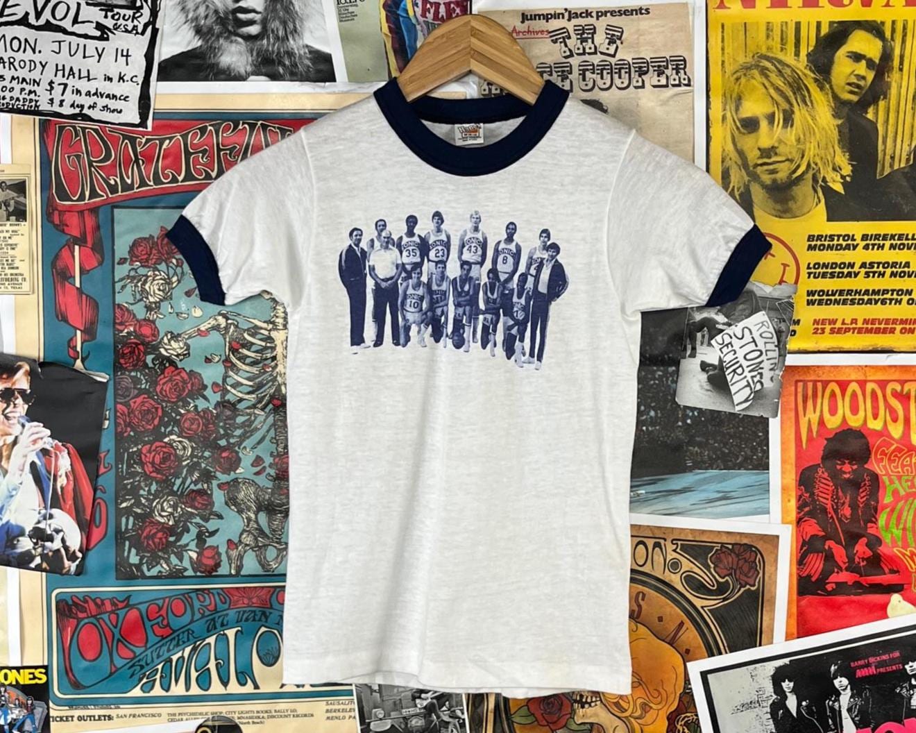 T-shirt Vintage Hanes Ringer Anni '80 – Taglia XL – Blu – Reno Park Division Nevada