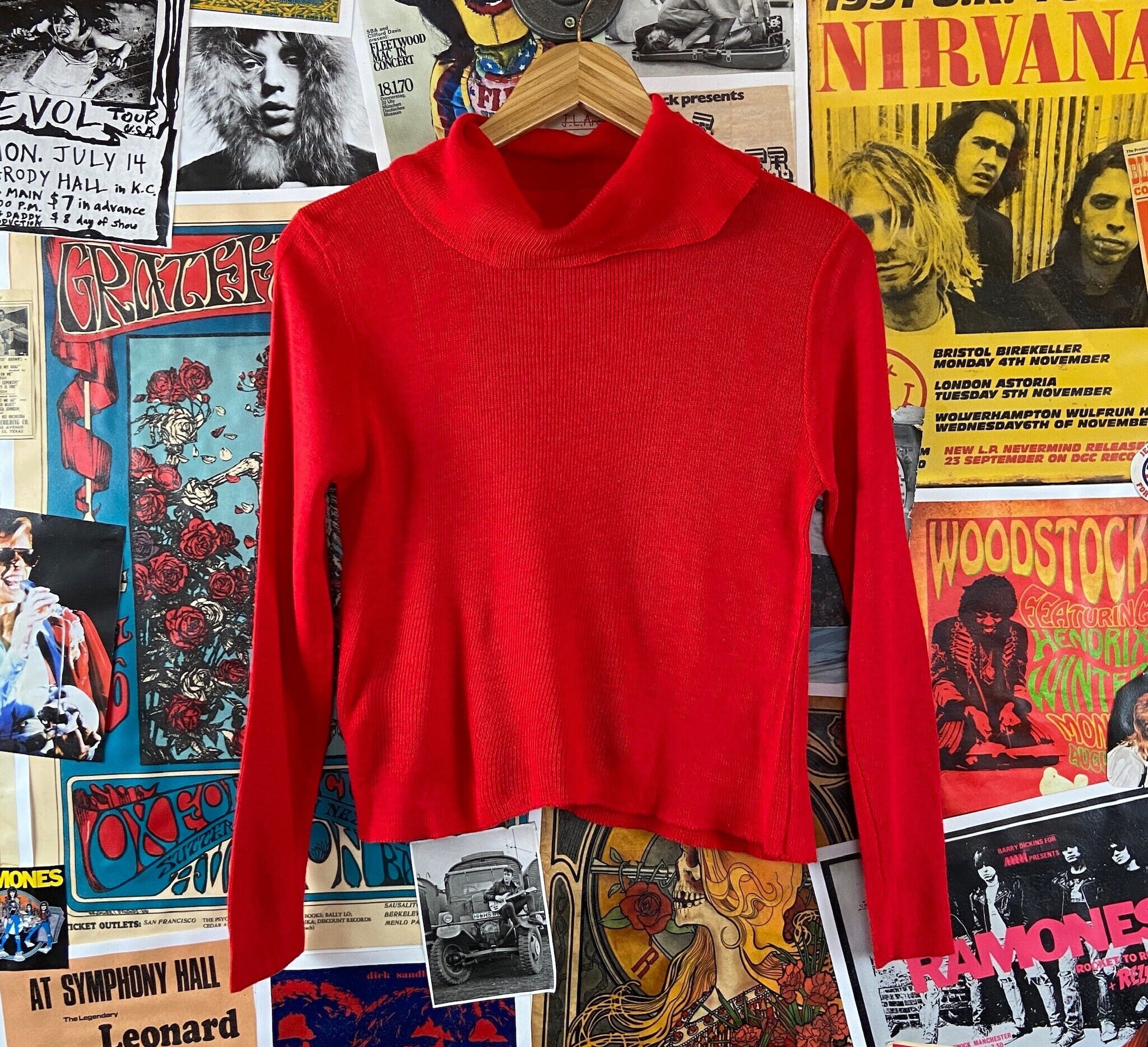 Kids 70s Plain Red Ribbed Long Sleeve Jcpenney Turtleneck - Etsy