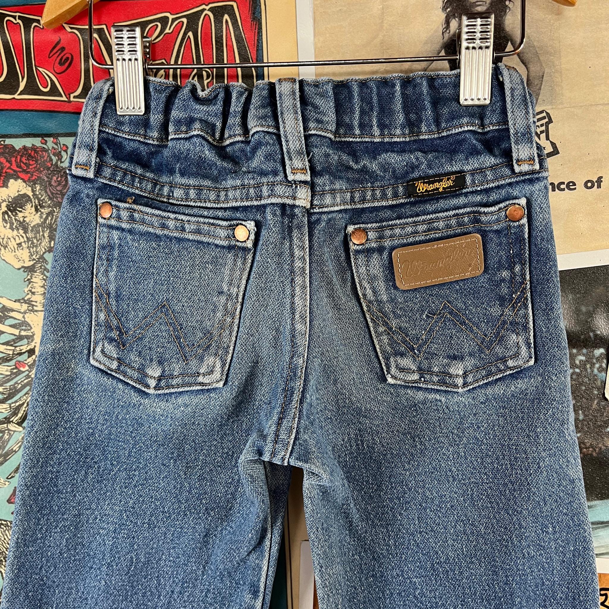 Vintage Kids 90s Blue Faded Distressed Medium Wash Wrangler Denim 
