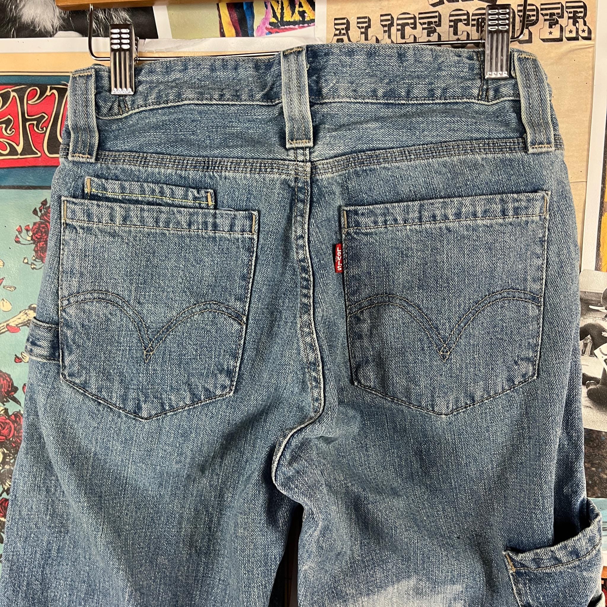 Vintage Kids 90s-2000s Y2ks Faded Blue Levi's Cargo Pocket Denim