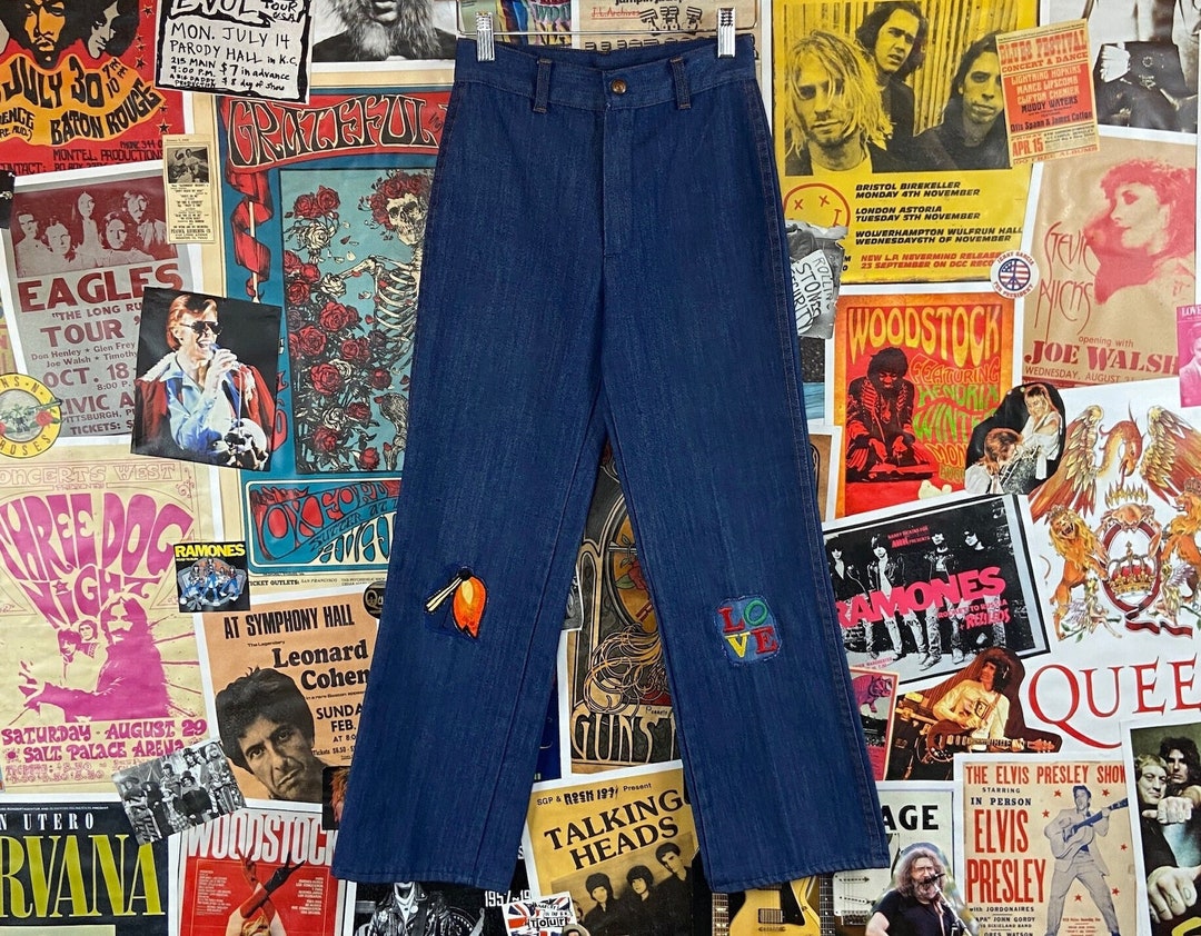 デニム・ジーパン Retro Rough Wide Banding Denim Pants SAND BLUE Roadhouse Wide Leg Drawstring Denim Jeans - Sunset Blue