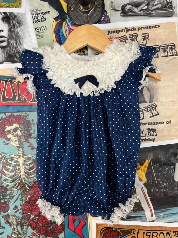 Retro 70's Baby Clothes Vintage Baby Girls Kids 70s-80s Navy