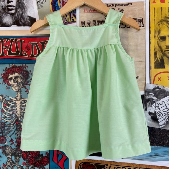 Vintage Baby Girls Kids 70s Light Pastel Green Em… - image 5