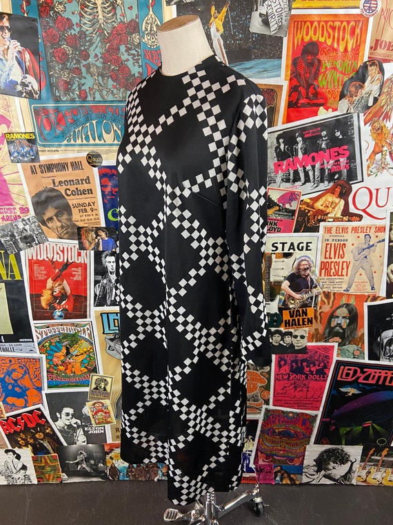 Vintage Womens 60s-70s Black & White Check Plaid … - image 4