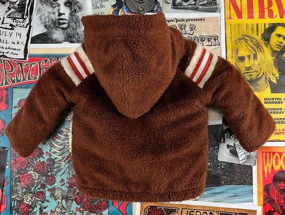 Vintage Toddler Kids 60s-70s Brown Fuzzy Striped … - image 6