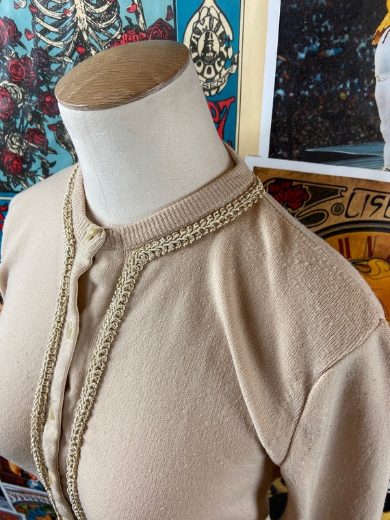 Vintage Women's 50s Khaki Beige Taupe Textured Ya… - image 5