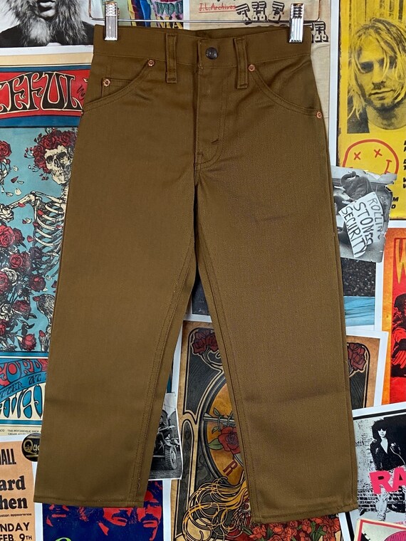 Vintage Kids Boys 70s Tan Brown Irregular Levi's … - image 9