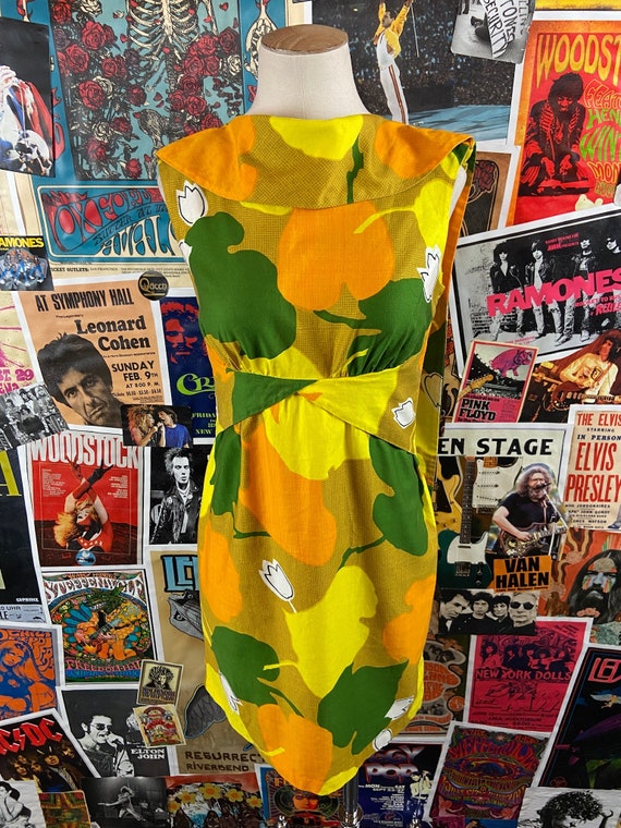 Vintage Women's 60s Yellow Tropical Tiki Paradise… - image 10