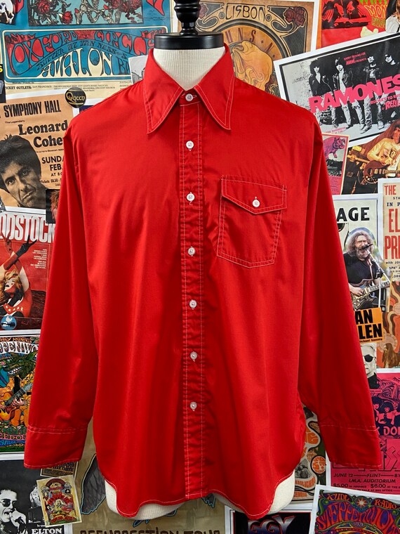Vintage Men's 1970s Solid Red Tapered 