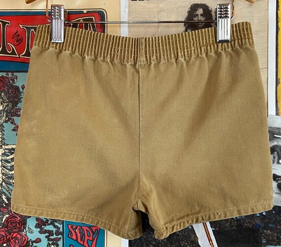 Vintage Kids 70s Khaki Tan Brown Cotton Utility S… - image 4