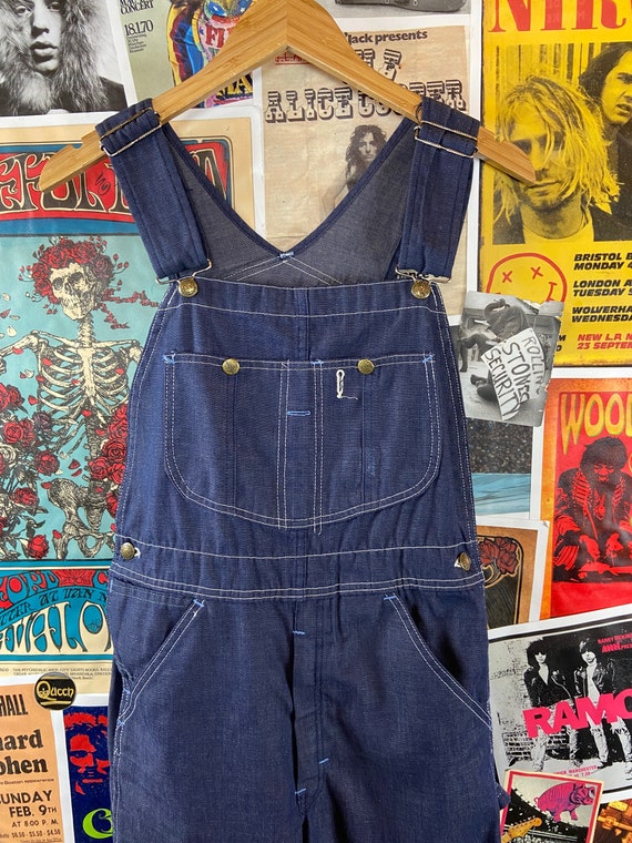 Vintage 70s-80s Dark Wash Sears Denim Bib Utility… - image 2