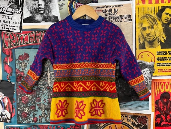 Vintage Kids 80s-90s Colorful United Colors of Benetton Italy Wool