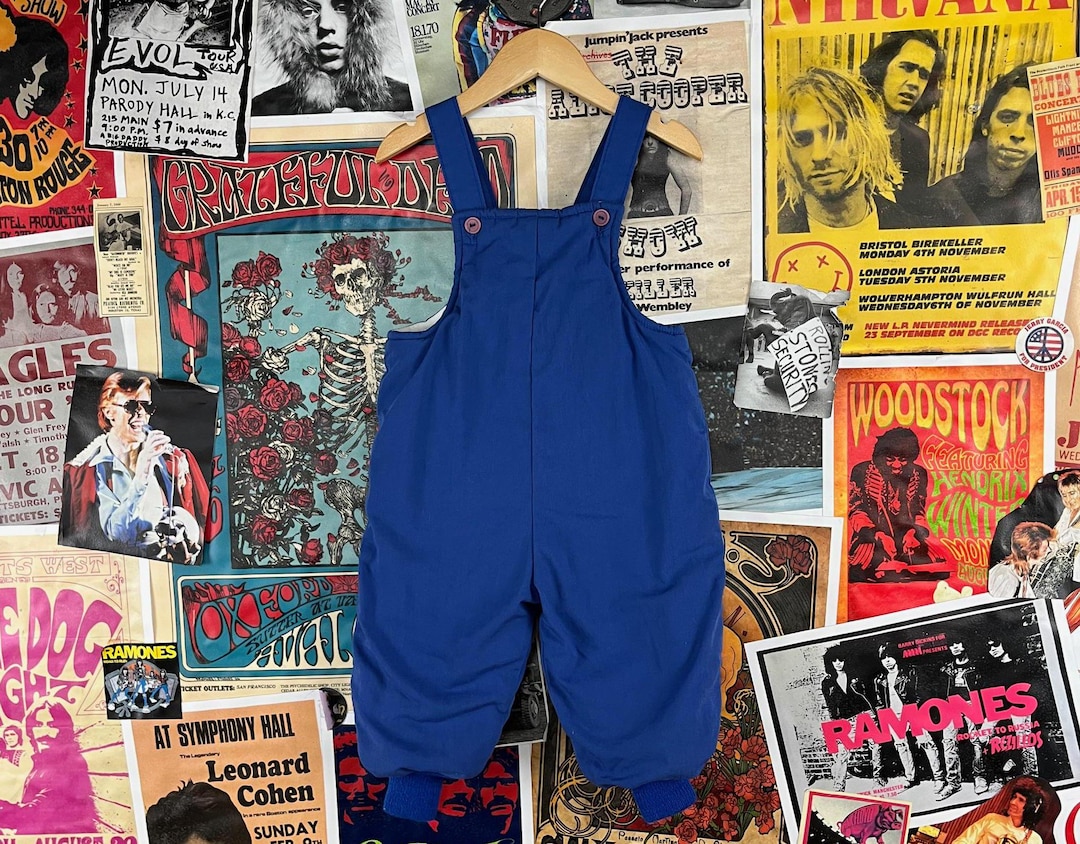 Vintage Toddler Kids 80s Blue Quilted Cold Weather Winter