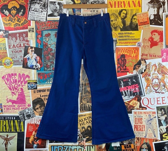 Vintage 1970s Cobalt Blue Mid Rise Maverick Bell Bottom Flares 32x29, 70s  Women's Hippie Flares, 32 Waist Groovy Pants -  Ireland