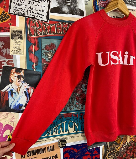 Vintage Kids 90s Red US Air Airlines Graphic Pull… - image 3