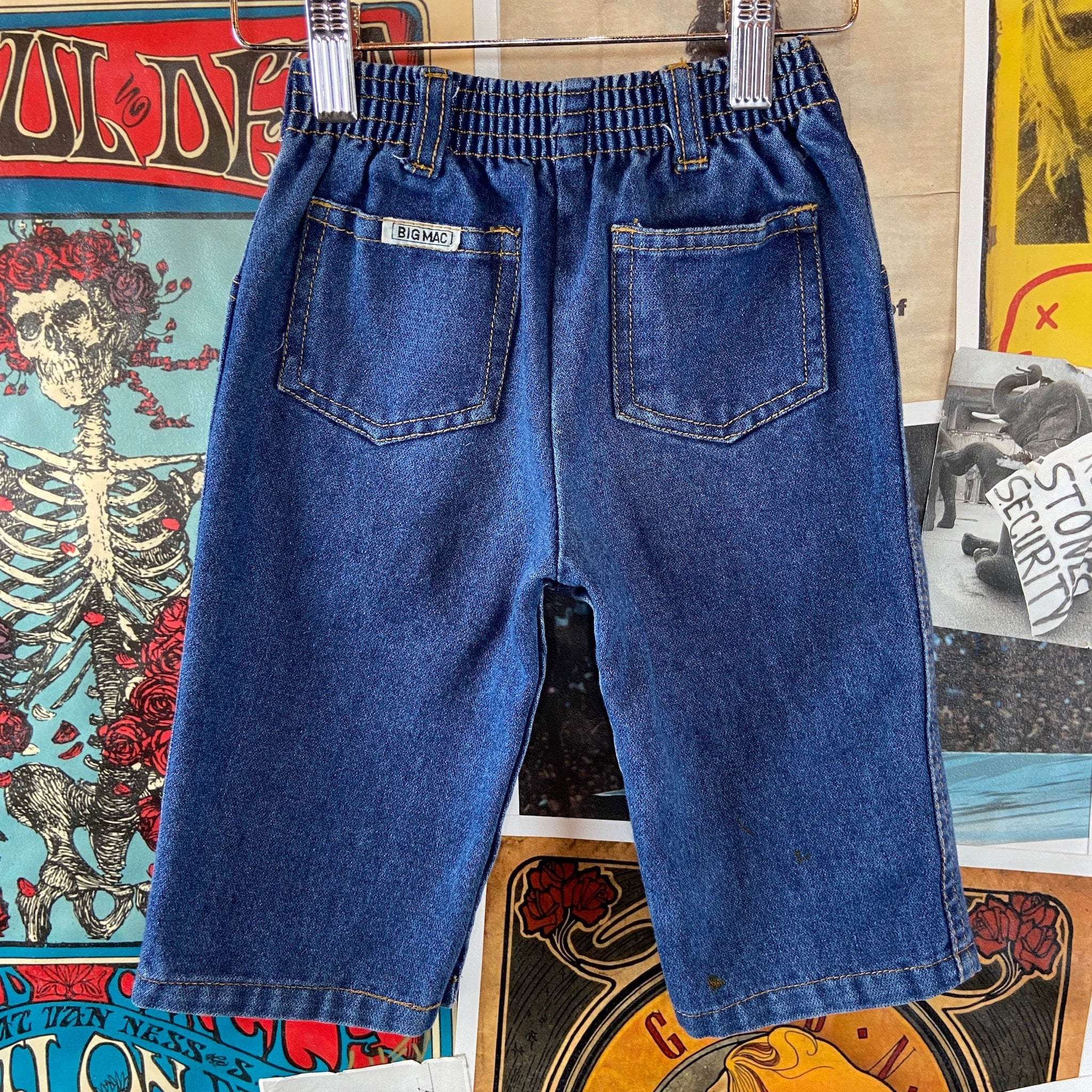 Vintage Toddler Kids 80s Blue Jcpenney Big Mac Elastic Waist