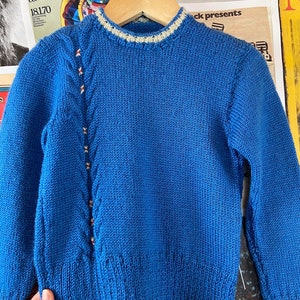 Vintage Baby Kids 50s-60s Blue & White Knit Striped Long Sleeve Pullover Crewneck Sweater 18-24 Months, Retro Baby Boy Jumper Fall Top image 7