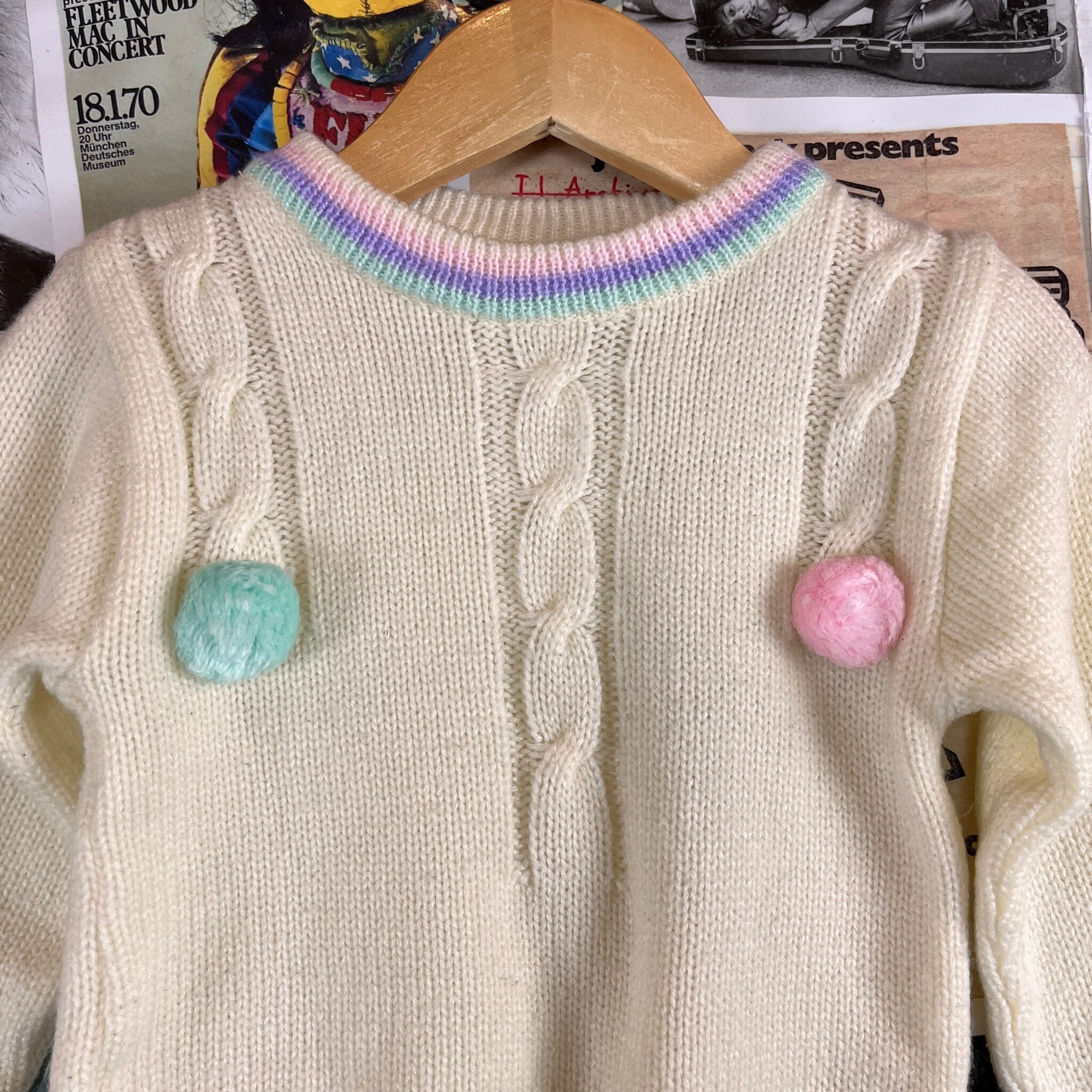 珍品 名作 80s-90s 襟付き パステルピンクニット