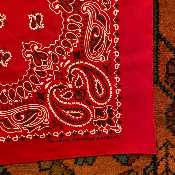 Vintage Red Paisley Hav A Hank Rn All Cotton Usa Bandana Etsy