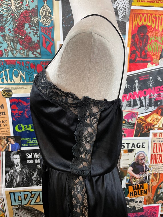 Vintage Women's 80s Plain Black Sheer Lace Panel … - image 7