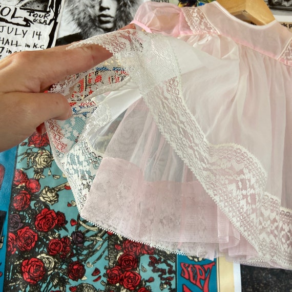 Vintage Baby Girls 60s Deadstock Sheer Pink Nylon… - image 3