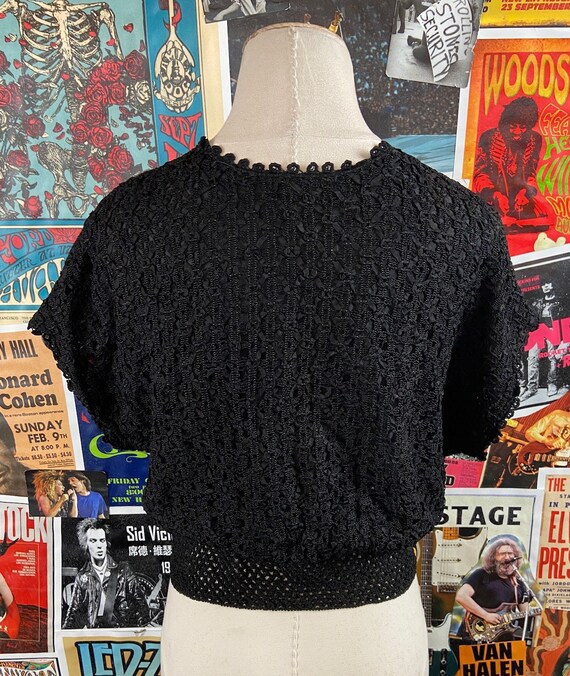 Vintage Women's 50s-60s Plain Black Crochet Eyele… - image 6