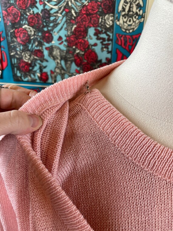 Vintage Women's 80s Pastel Pink Knit Pullover Cre… - image 3