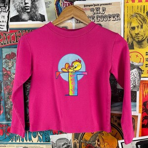Camiseta vintage para niñas de los años 90 con estampado rosa de Looney Tunes, Piolín y Raise, talla 14, para niños de 10 a 11 años, dibujos animados de televisión, cultura pop, EE. UU.