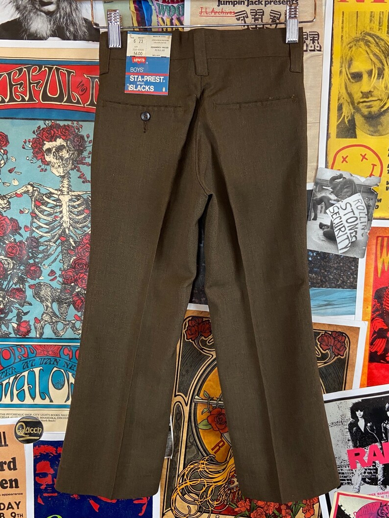 Vintage Kids Boys 1970s Brown Levi's STA-Prest Trousers Pants Size 5/6, Retro Kids Levis USA Slacks, 70s Kids USA Deadstock Clothing image 5