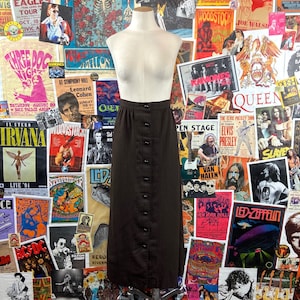 Vintage Damen Rock 60er-70er braun Nadelstreifen Christenfeld Viskose Midi Bleistift Rock Retro Boss Babe Sekretärin Academia Stil 25 &quot;Taille