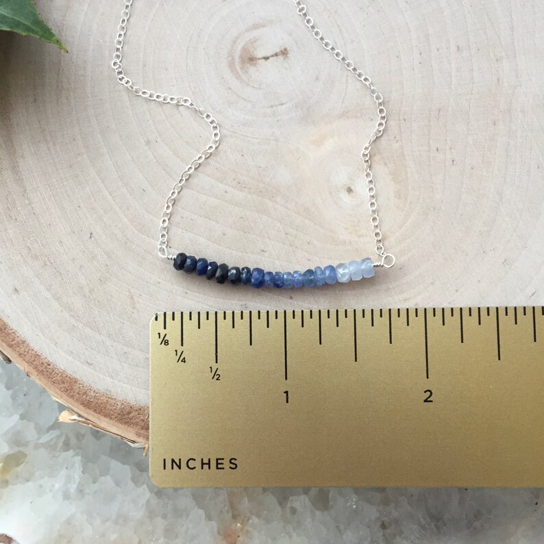 Bridesmaid Necklace Ombre Blue Sapphire Bar Necklace -Sapphire Necklace- Bar Necklace Dainty Necklace Petite Necklace Ombre Necklace