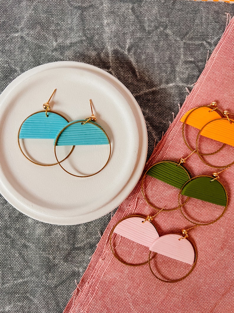 Cameron Hoop Earrings Clay Earrings Modern Earrings Simple Earrings Glazed Clay Earrings Polymer Clay Earrings Dangle Earrings image 5