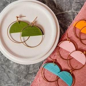 Cameron Hoop Earrings Clay Earrings Modern Earrings Simple Earrings Glazed Clay Earrings Polymer Clay Earrings Dangle Earrings image 3