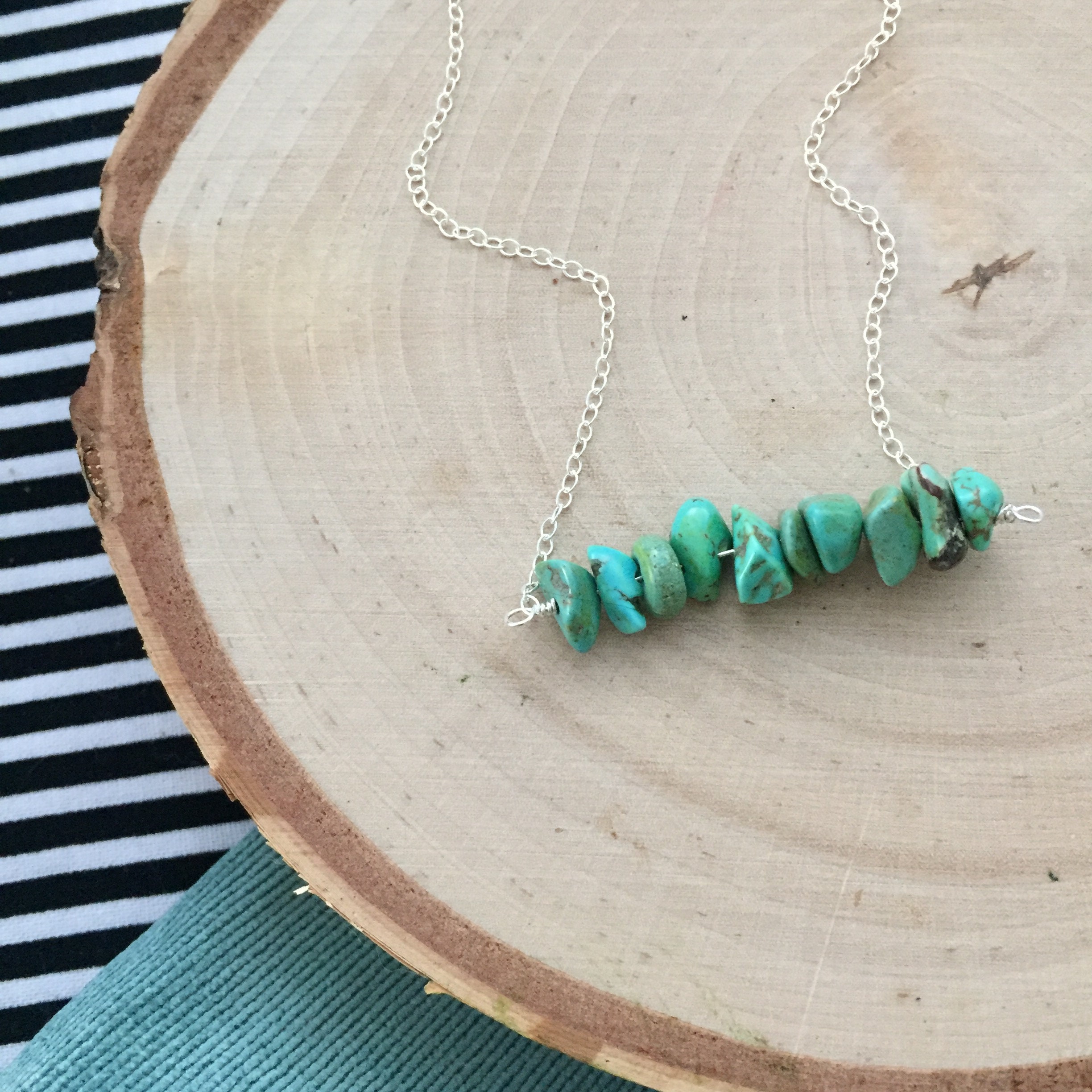 16” Light Blue Turquoise Chip Necklace main image 1