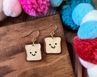 Teddy Toast Earrings - Egg Earrings - Happy Earrings - Bread Earrings - Avocado Earrings - Toast Earrings -Breakfast Earrings -Fun Gift