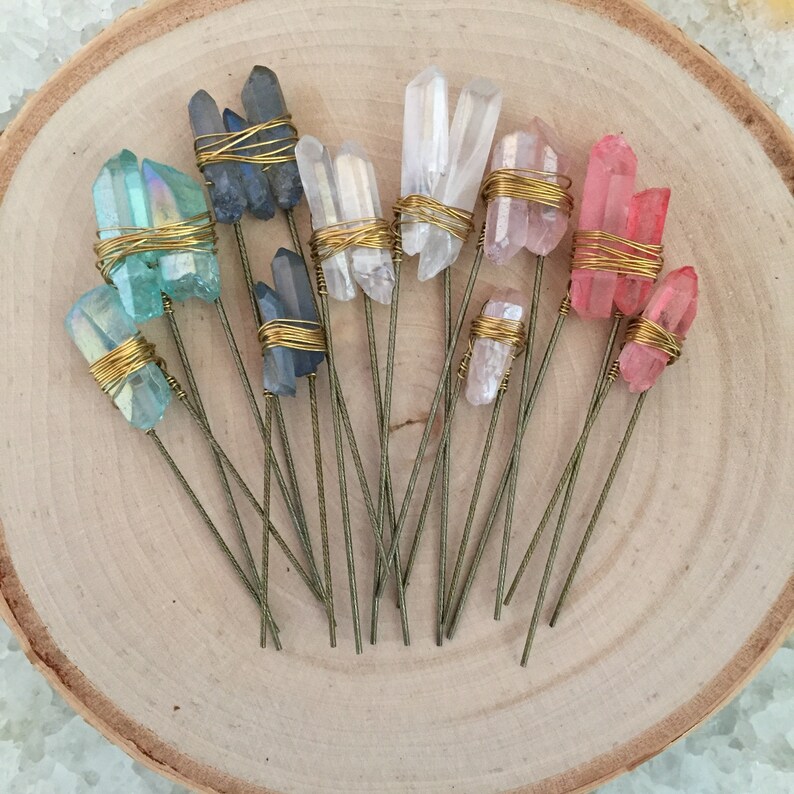 Clear Quartz Hair Pin Wedding Hair Accessories Bridal Etsy