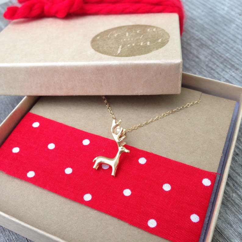 Sale Reindeer Pendant Gold Plated Reindeer Gift for her Christmas gift Reindeer Necklace
