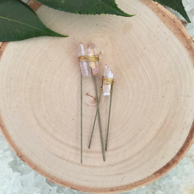 Soft Pink Quartz Hair Pin Wedding Hair Accessories Bridal Etsy