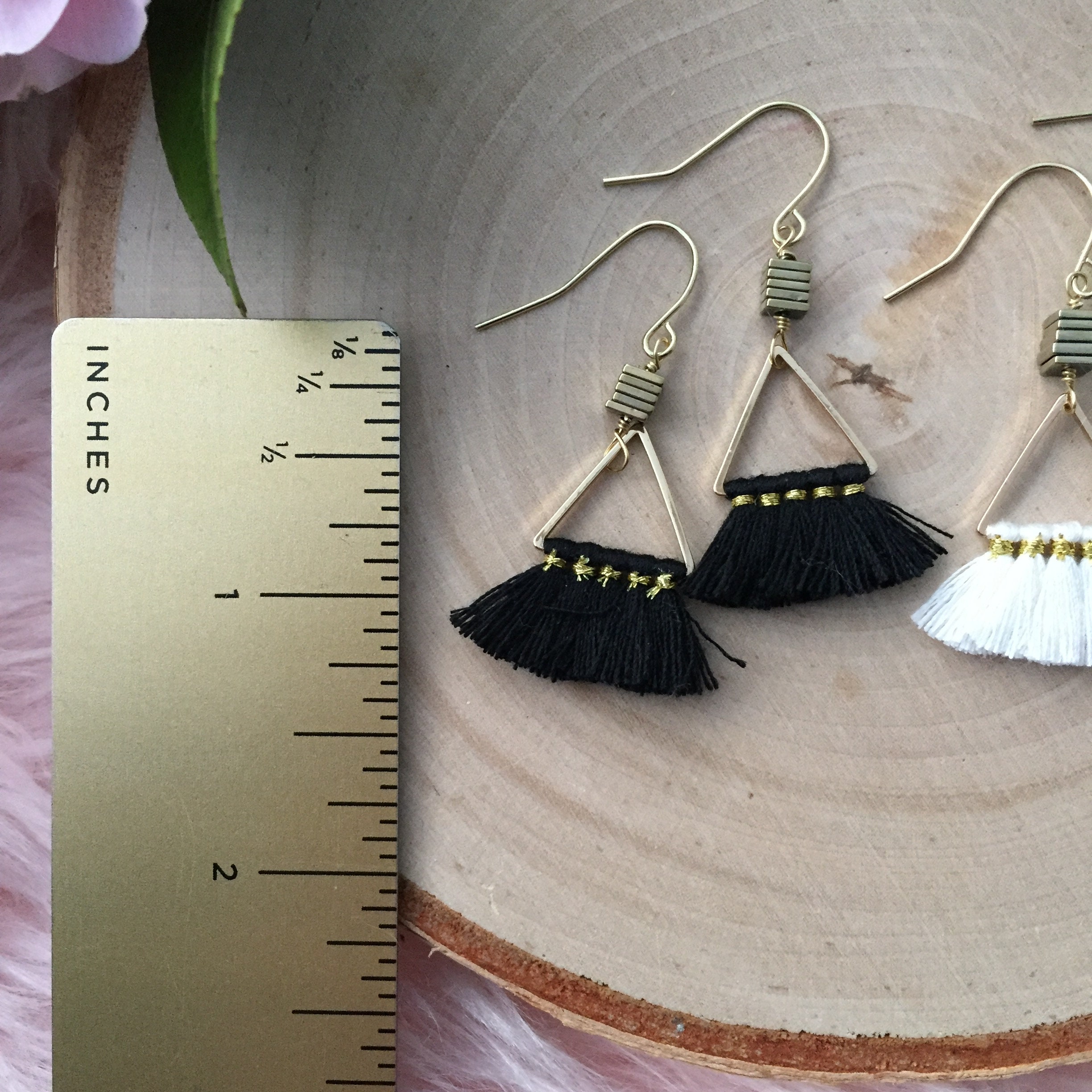 Tassel Triangle Earrings Tassel Earrings Modern Earrings Etsy