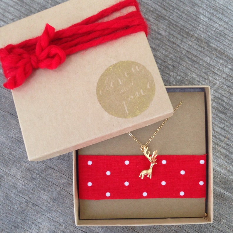 Sale Reindeer Pendant Gold Plated Reindeer Gift for her Christmas gift Reindeer Necklace