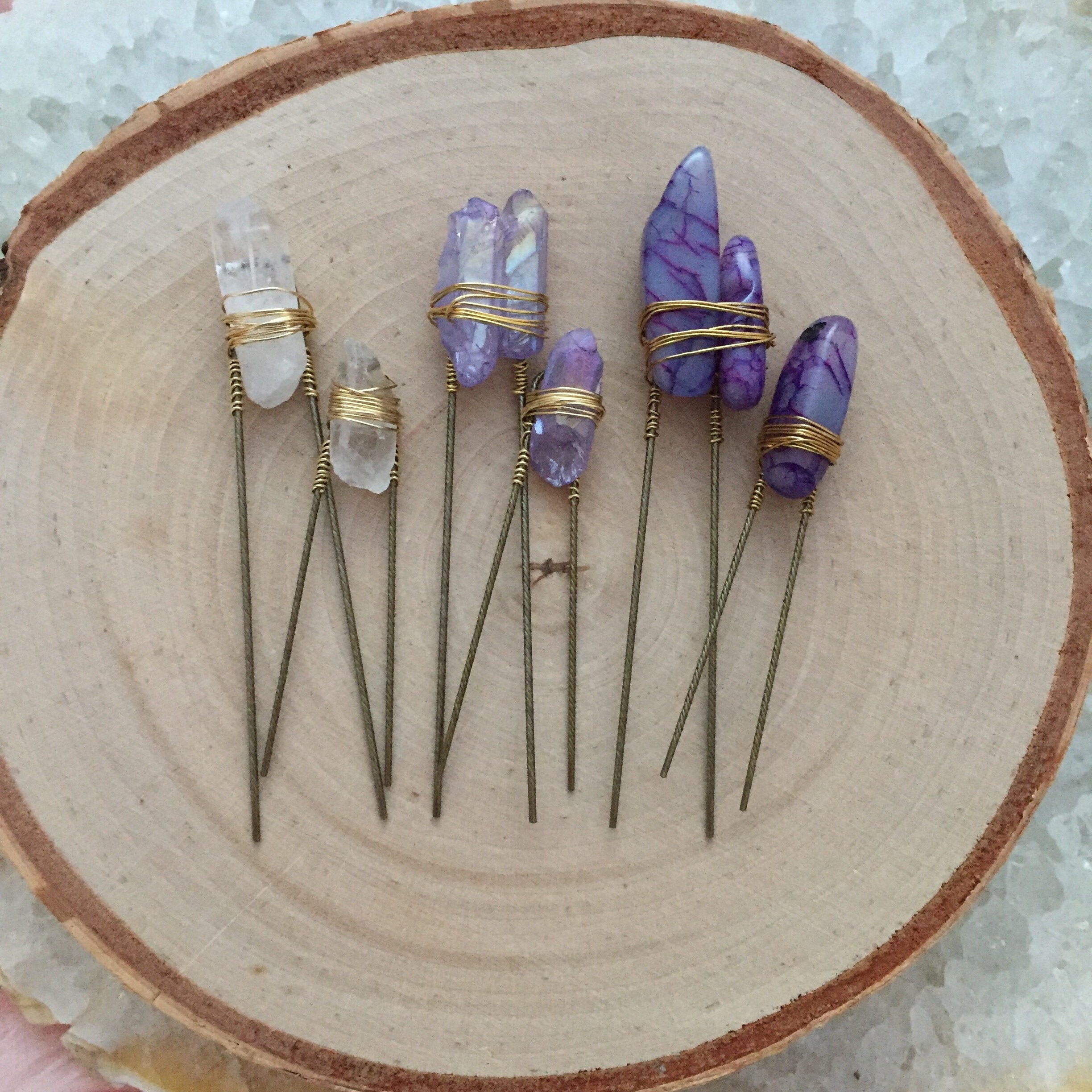 Quartz Hair Pins - Wedding Hair Accessories - Bridal Accessories - Crystal Hair Pin -Unique Hair Piece -Bridal Hair -Gift under 10 by elevenandjane